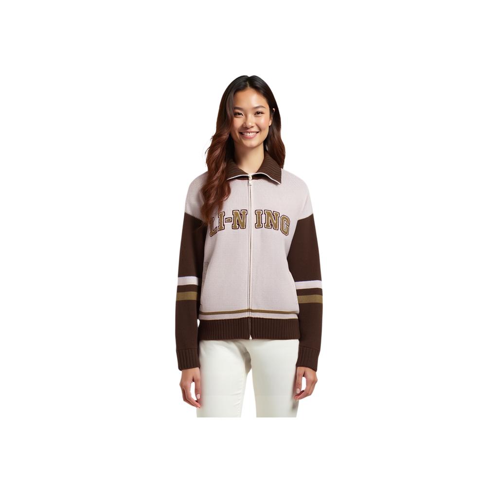 Li-Ning Sports Lifestyle Series Letter Embroidery Striped Detail Zipper Long Sleeve Sweater Unisex Sweater Multicolor AMBS185-1