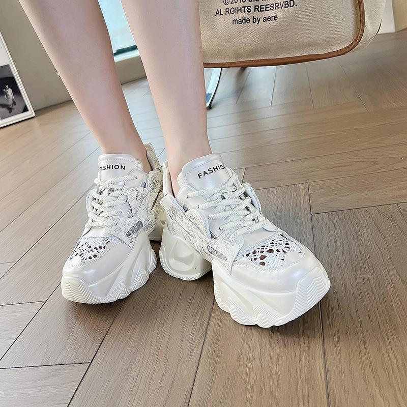 66166 Mesh Inner Height Increase Dad Shoes for Women's Spring and Summer New Versatile Thick-soled Dad Shoes for Students