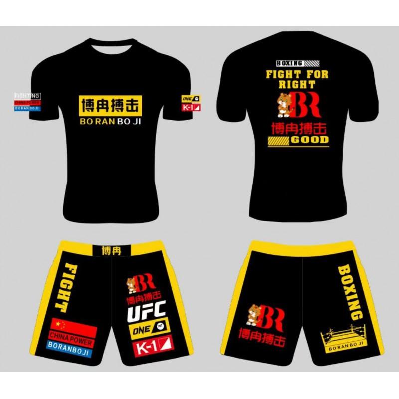 Kids Youth Boxing Training Set Short Sleeve Top Pants Martial Arts Uniform Camo Design Gym Practice