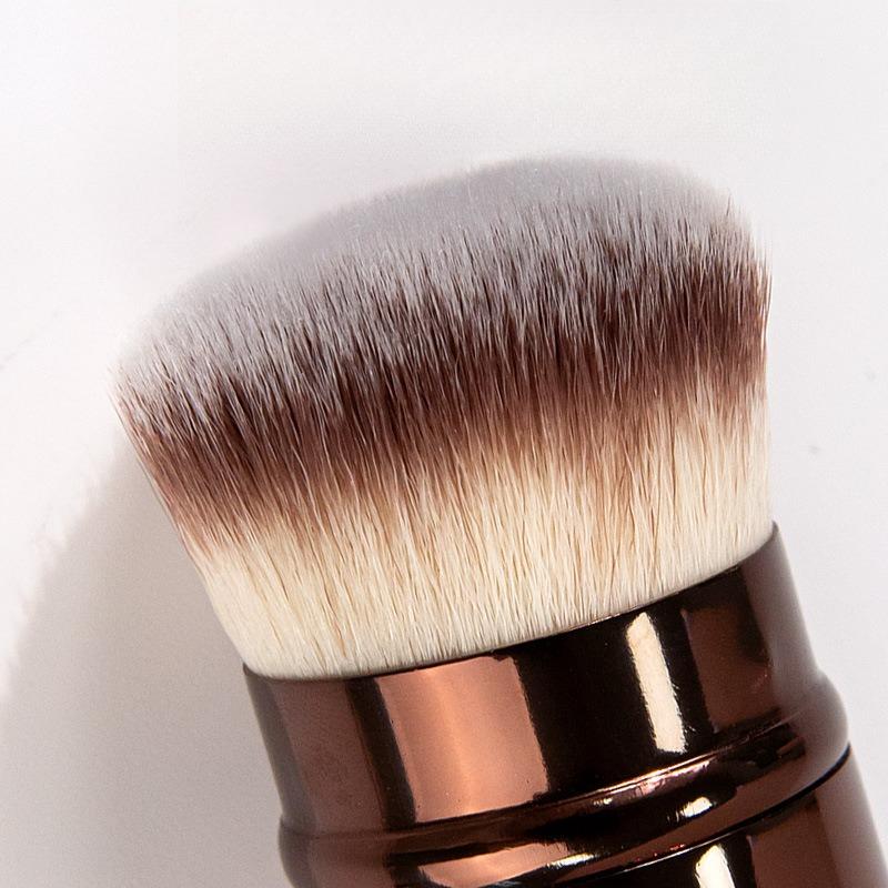 Portable Foundation Make-up Brush with Retractable Aluminum Tube  Cover Soft Bristles for Face Concealing and Seamless Brushing
