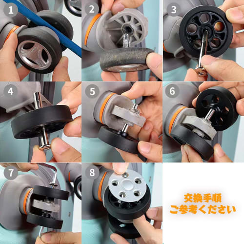 Domiella Suitcase Wheel Repair Kit, Tire Replacement, DIY Suitcase Caster Replacement (LN-2 - 55mm Diameter - Set of 8)