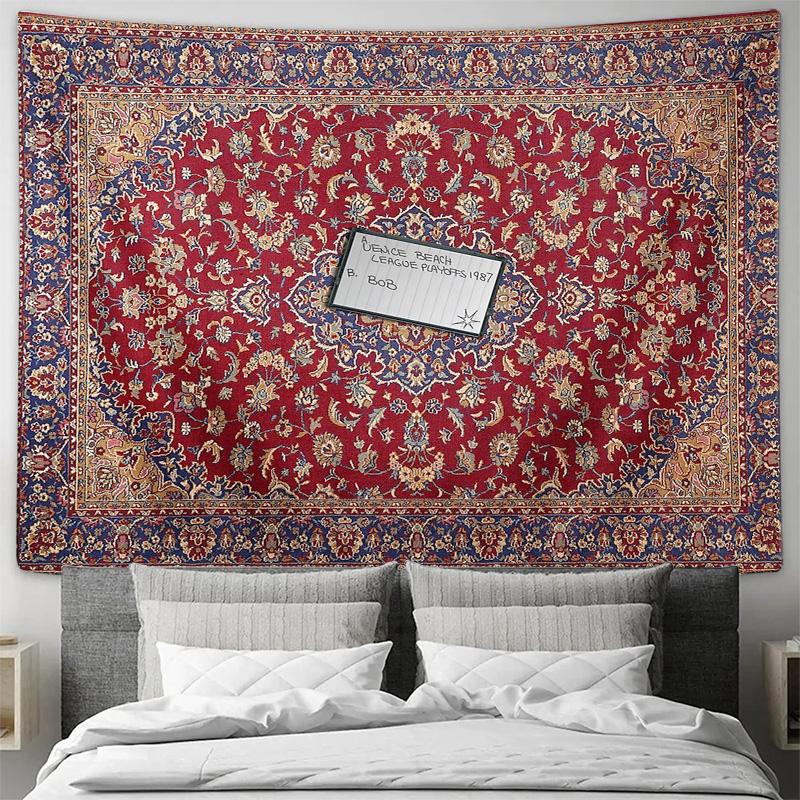 Vintage Persian Rug Tapestry Wall Hanging Bohemian Home Decor Room Divider Wall Art Textile Large Area Rug Throw