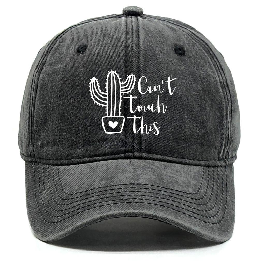can't touch this" Cactus Print Snapback Sun Hat, Plant Sports Hat Cozy Sun Protective Non-Stretch Fabric Stylish Snapback Baseball Cap