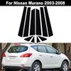 10pcs/set Black Car Door Window Column BC Pillar Post Cover Trim PC Material Sticker Fit For Nissan Murano 2003-2008