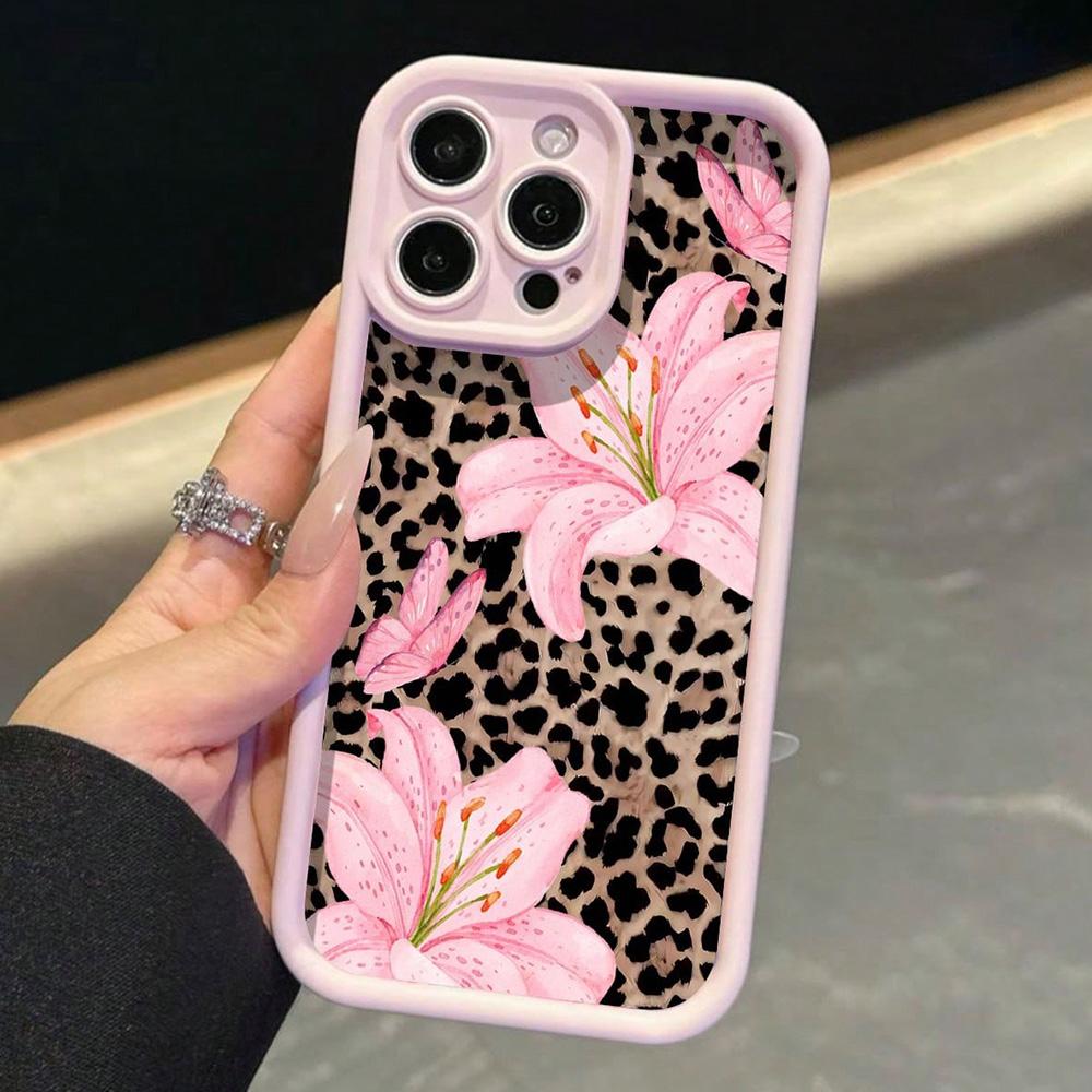 Pink Bow Lily Flower Leopard Print Pattern Phone Case For iPhone 17 16 15 14 13 12 11 Pro Max XS X XR 7 8 Plus 16E 17 Air Cover