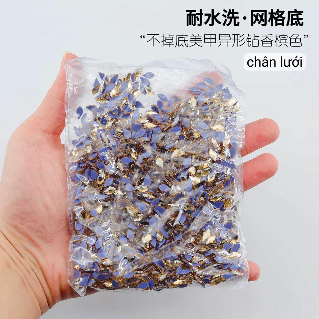 Mesh Bottom Nail Art Diamond, Champagne Special-Shaped Diamond, Small Size, No Bottom Nail Drill, Washable Flat Bottom Special-Shaped Whole Batch