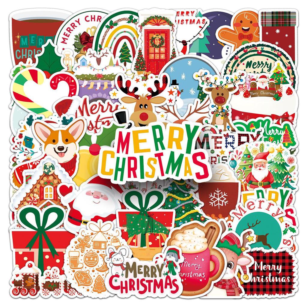 50 Christmas Cartoon Graffiti Stickers: Creative, Waterproof, Festive Greeting Card Decor and Stationery.