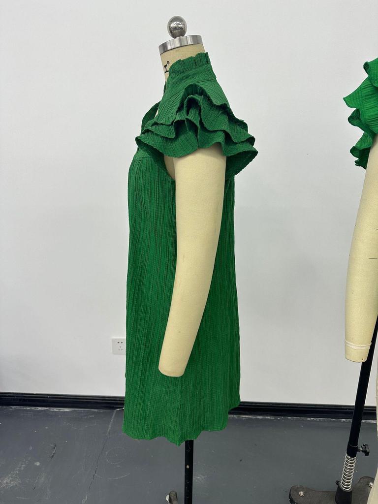 European & American Women's 2026 Summer Ruffle Sleeve V-neck Dress