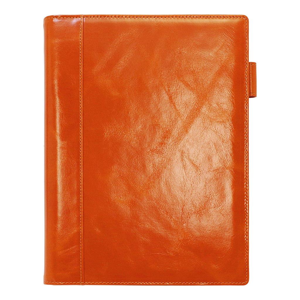 Franklin Planner Lustrous Leather Classic Orange 64619 Binder, Size, 20mm, Brown,
