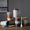 Ceramic Cup Retro Coarse Pottery Coffee Cup Creative Japanese Breakfast Cup With Spoon And Lid Gift Cup Office Cup