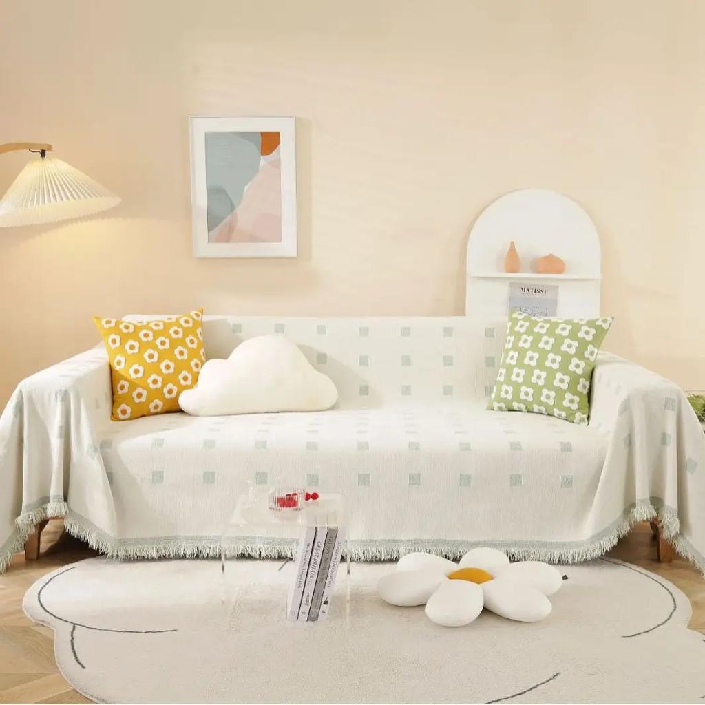 Slipcover Multi Functional Sofa Towel Cover Geometric Thick Double-sided Tablecloth Sofa Covers for Living Room