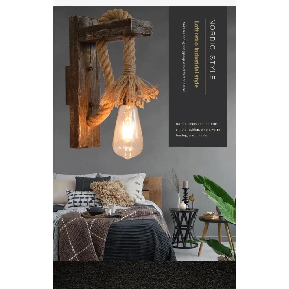 22cm/8.6in Retro Antique Old Boat Wood Restaurant Wall Lamp Loft Industrial Style Retro Bar Cafe Aisle Nostalgic Wood Wall Lamp