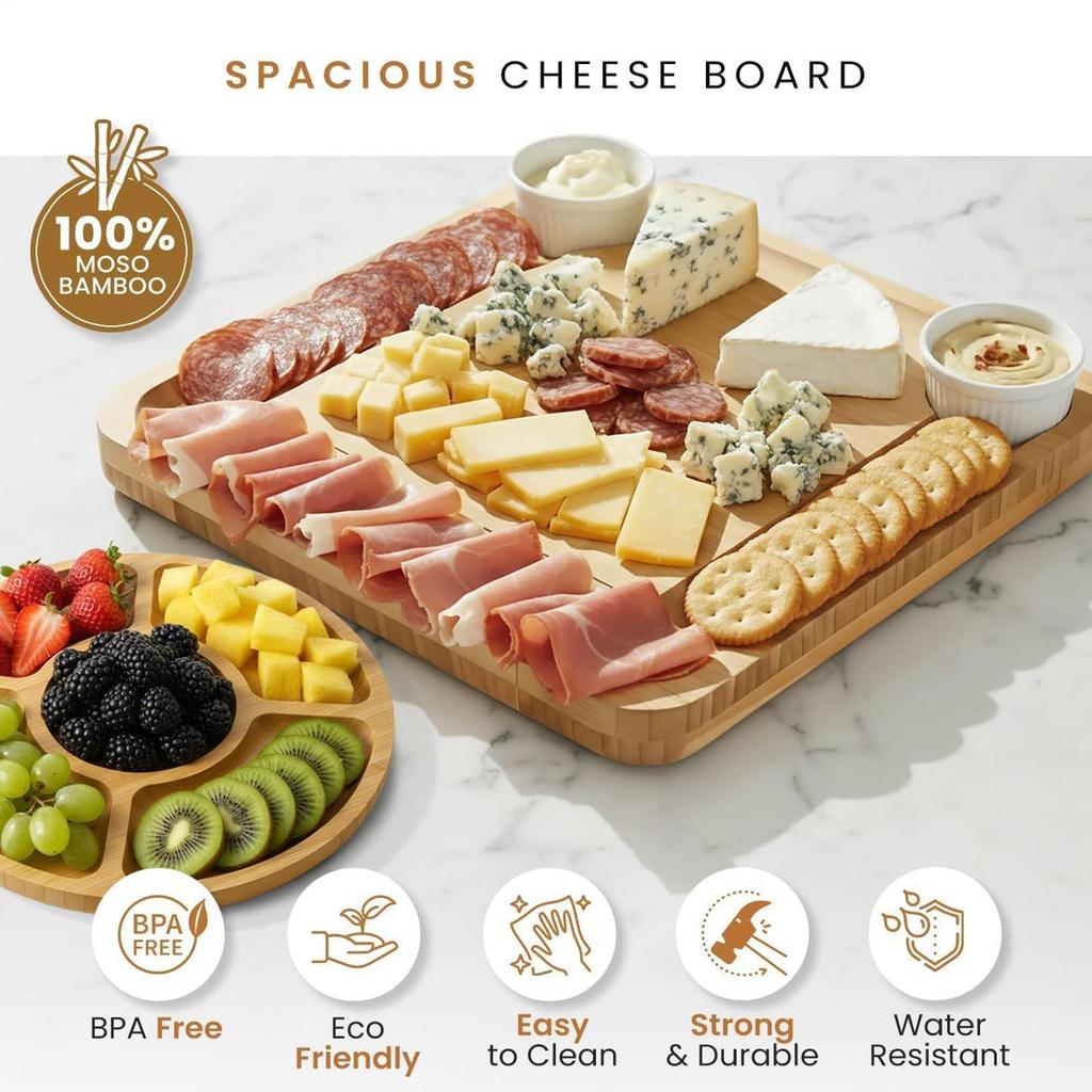 Charcuterie Boards Heat-Resistant Appetizer Meat Platter Charcuterie Tray Cheese Platter for Candy Snack Dessert Food Fruit