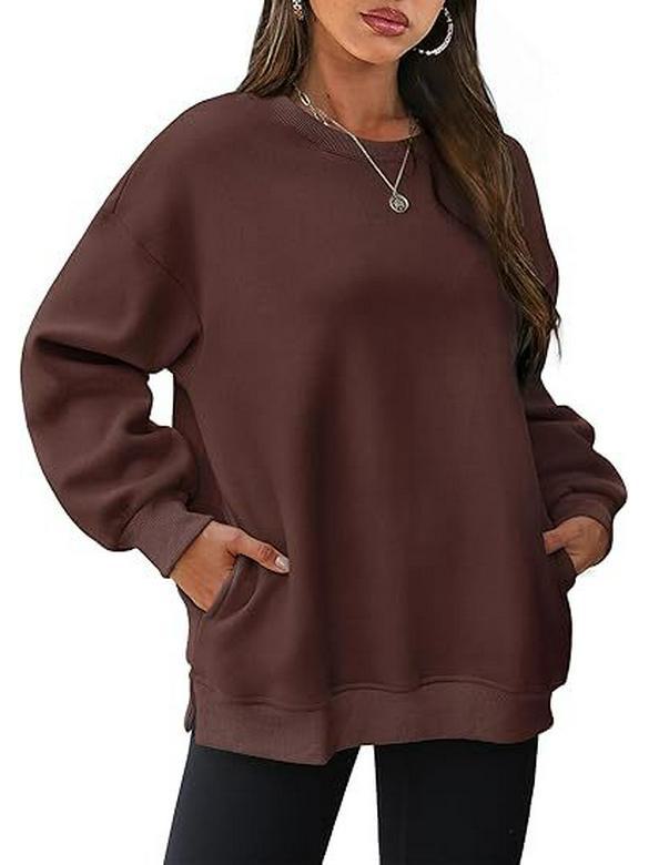 Women's Oversized Plus Velvet Round Neck Pullover Sweatshirt