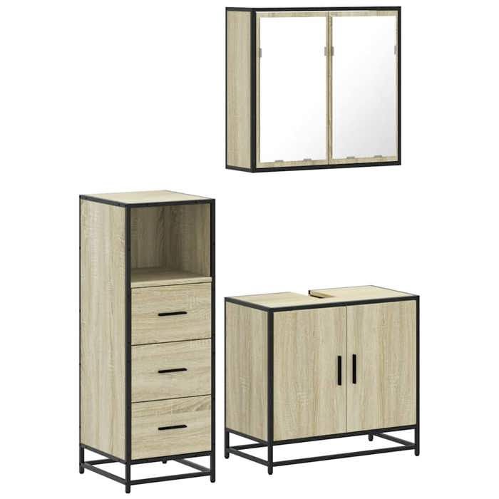 VidaXL Bathroom Furniture Set 3 Pcs Sonoma Oak, Bathroom Cabinet, Bathroom Cupboard, Furniture 3301006