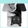 Premium Quality Unisex White Black Cat 3d Print Casual T-shirt Short Sleeve Tops