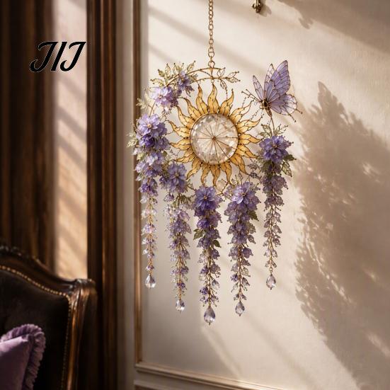 Waterproof Wind Chimes for Patio Acrylic Flower & Sun/Moon Chimes, Window Hanging Suncatcher Housewarming Gifts New Home Living Room Balcony,