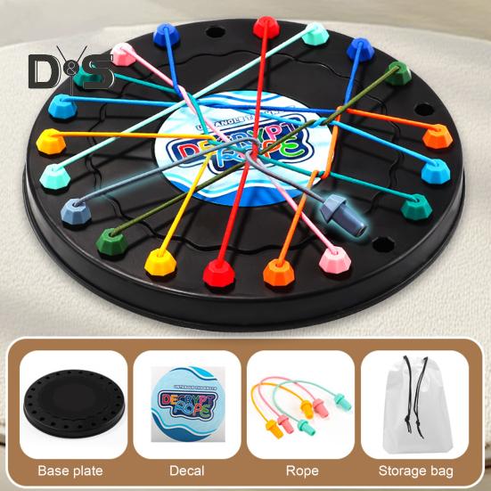 1 Set Kids Rope Untangling Game Twisted Rope Knot Board Game Logic Thinking Interactive Educational Colorful Elastic Rope Unhitching Toy