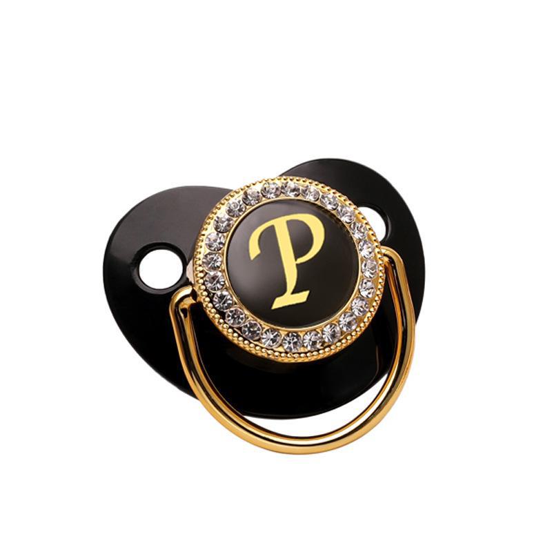 Cross-Border Baby Pacifier with 26 Black Diamond Letters