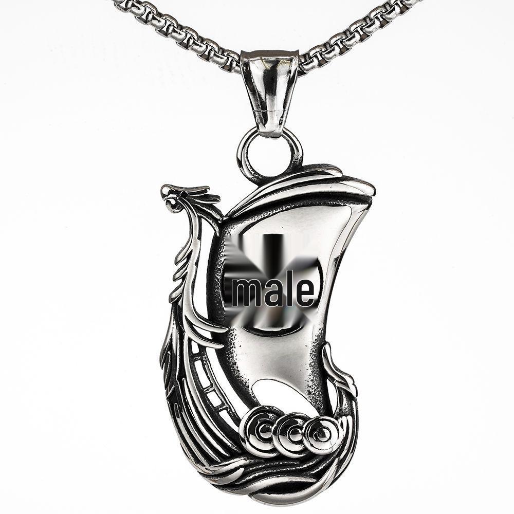 

Мужское ожерелье из нержавеющей стали с кораблем викингов-пиратов