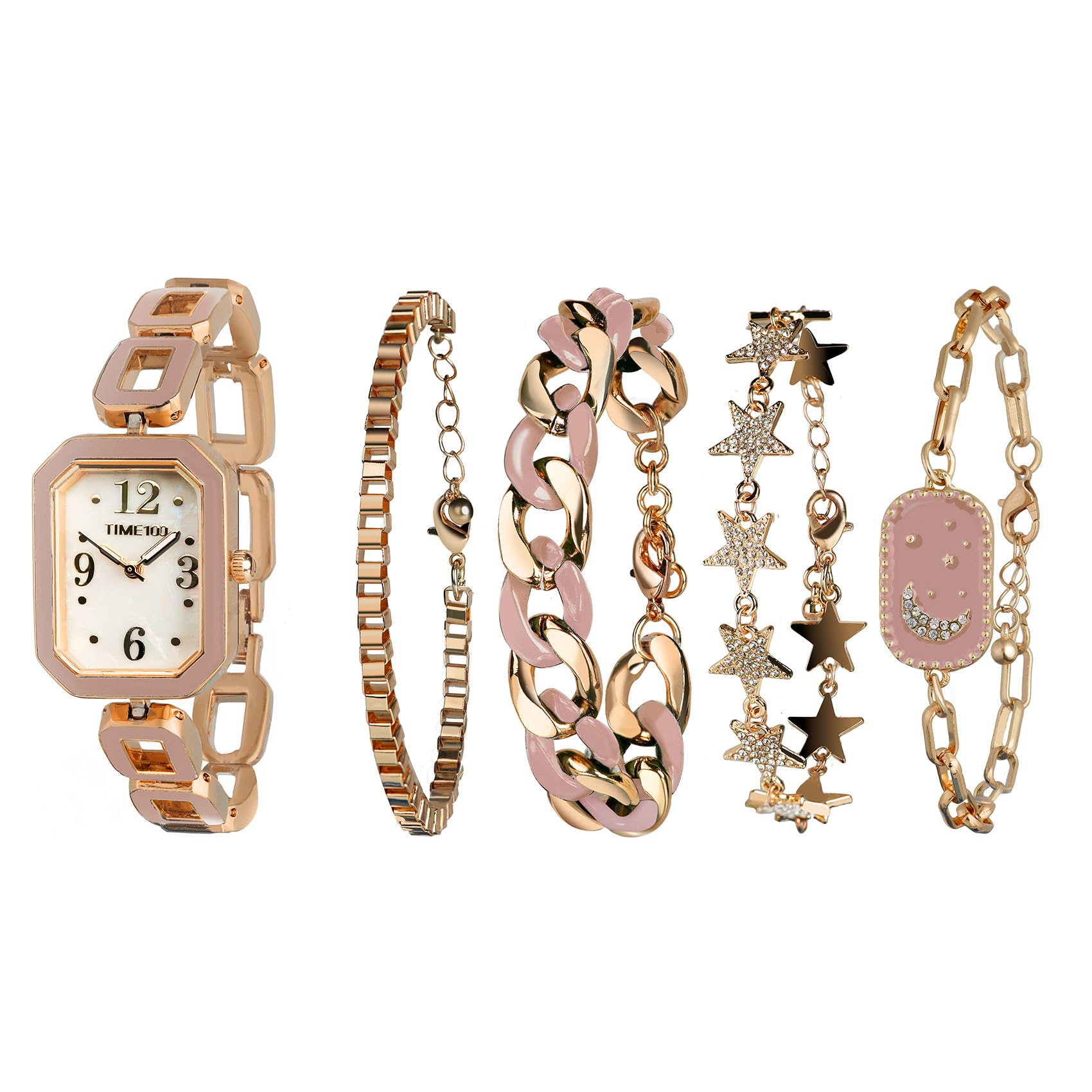 

Подарочный набор Подарочные женские часы и браслет Подарочная упаковка [TIME100] (розовый) розовый