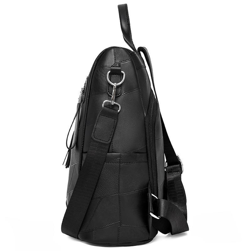 Women's PU Backpack with Patchwork Design Large Capacity Shoulder Bag for Daily Travel