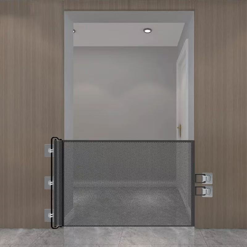 Poartă de Siguranță Ajustabilă Fără Treaptă pentru Animale de Companie, Barieră Extensibilă pentru Interior/Exterior pentru Câini și Pisici cu Plasă PVC, Menține Animalele de Companie în Siguranță pe Scări, Poartă pentru Câini