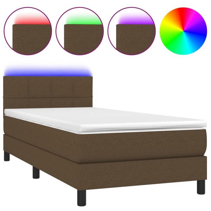 Maison Exclusive - Sommier à lattes de lit matelas et LED Marron foncé 100x200cm
