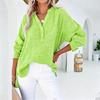 Women’s Fashion Loose Fit Long Sleeve Pullover Shirt Top with Button Front and Ruched Detailing for Casual Wear