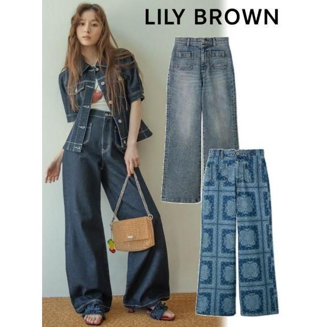 (10% OFF & 300 yen OFF for a limited time) Lily Brown / Lily Brown Stretch Semi-Flare Denim Pants Spring/Summer 26. LWFP262040