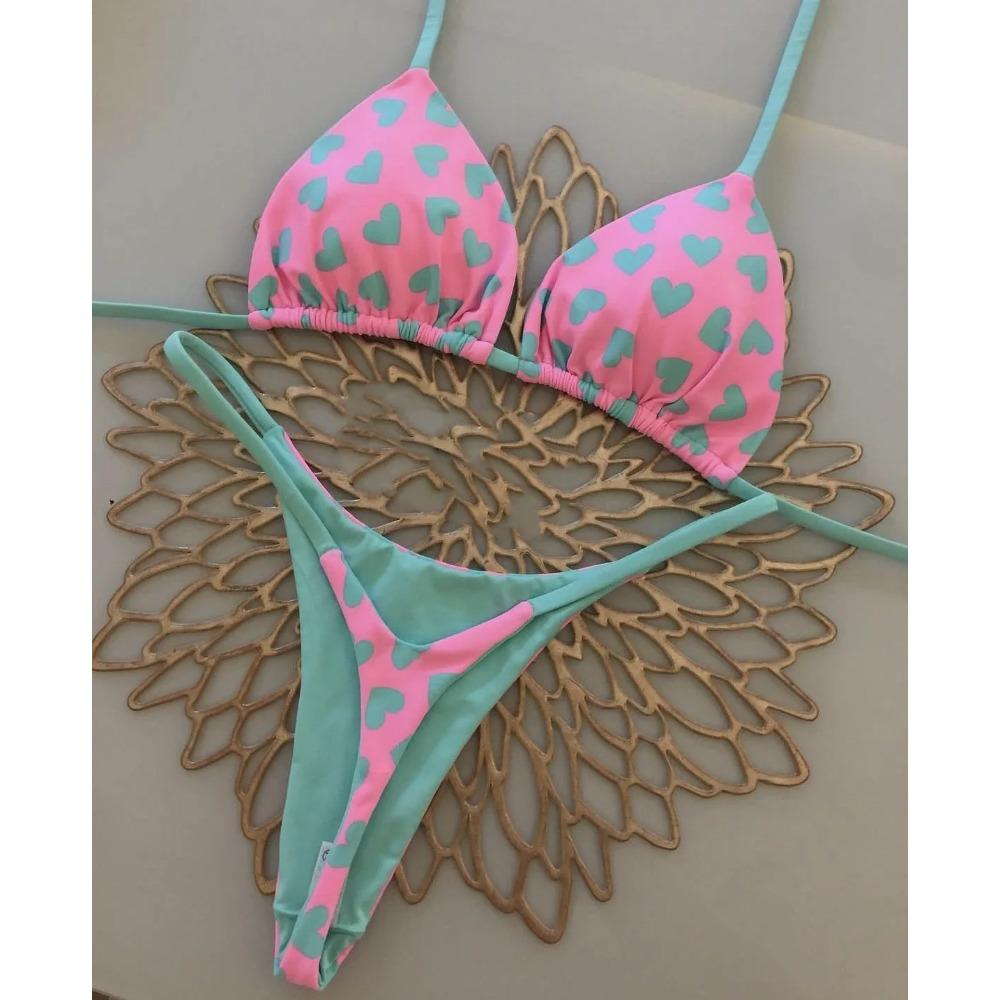 Seksowny Kostium Kąpielowy Bikini z Panterką i Wiązaniami Zestaw Trójkątny Kostium Kąpielowy Kostium Kąpielowy Push-Up Zestaw Bikini z Wiązaniami na Plaży Letni Strój Plażowy Kostium Kąpielowy Stringi