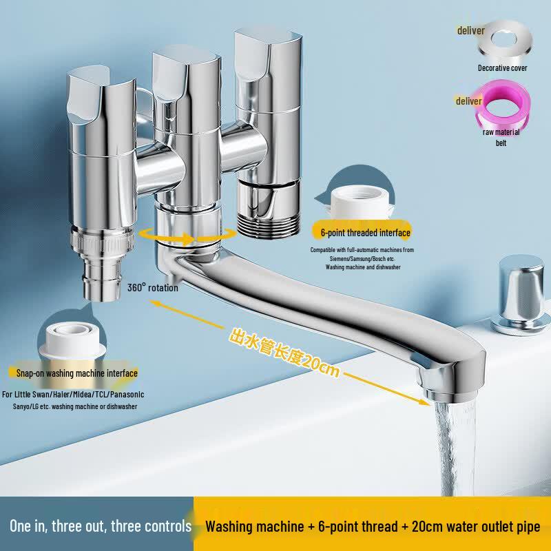3-Way Brass Faucet for Washing Machine & Mop Sink