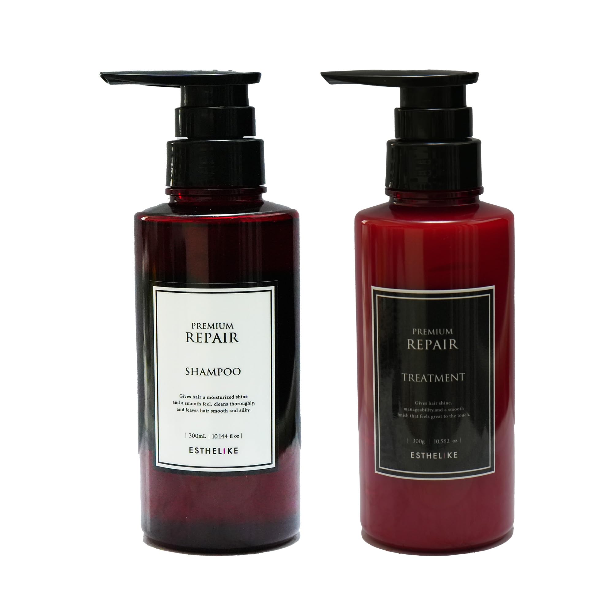 

ESTHELIKE Премиальный восстанавливающий шампунь и кондиционер Премиальный шампунь Увлажняющая сыворотка для блеска с гиалуроновой кислотой и Набор из 3 бутылок с дозатором по 300 мл каждая Подарок для ухода за волосами