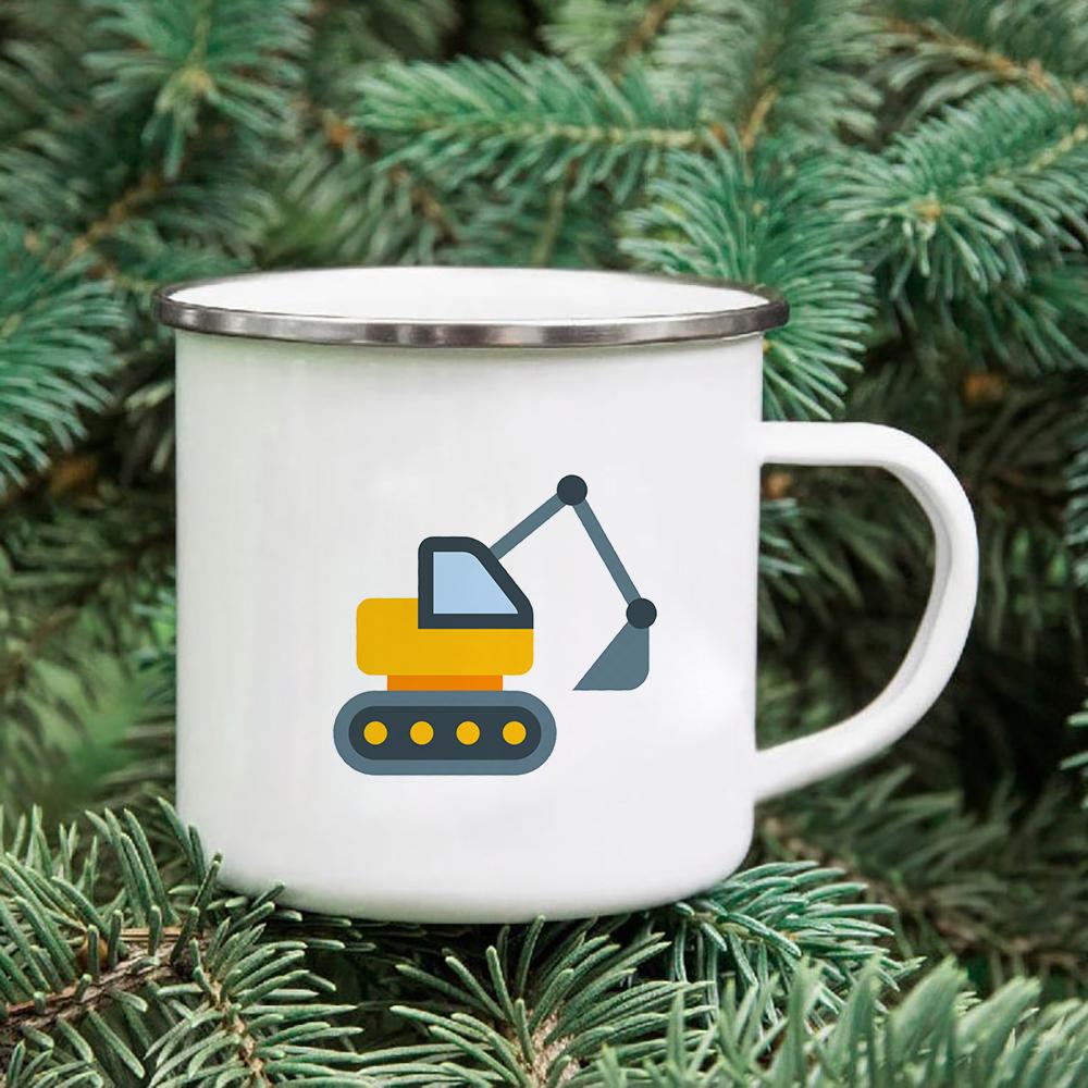 Rainbow Print Enamel Coffee Mugs Car Sibling Cup Outdoor Camping Tea Cups Tourist Tableware Picnic Utensils Creative Hiking Gift