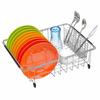 SANNO Expandable Dish Drainer, Sliding Dish Drainer, Kitchen Rack with Cutlery Holder, Stainless Steel