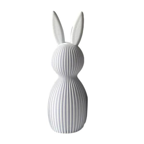 1/2Pcs Easter Bunny Figurine 3D Printed Ribbed Rabbit Statue Sculpture Home Office Holiday Party Table Centerpiece Decoration
