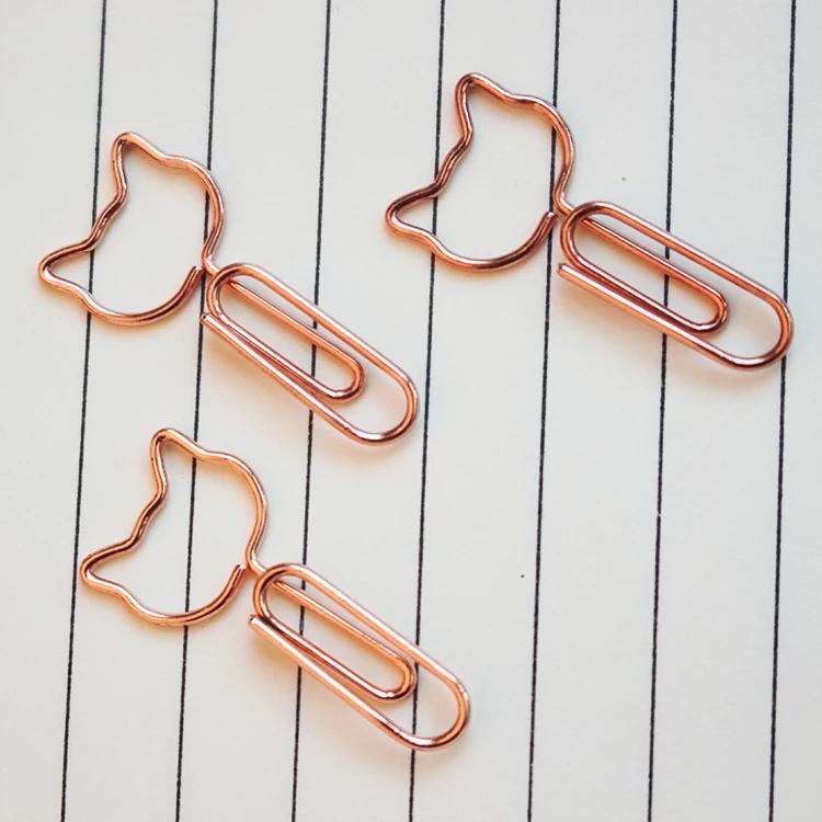 

Cat design Paper Rose Gold Creative Paper Clip cat Shape Bookmark School Stationary Office Clip Paperclips Metal