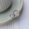 Imitation White Chalcedony Retro Ring Female Thai Silver Versatile Personality Literary and Artistic Fan