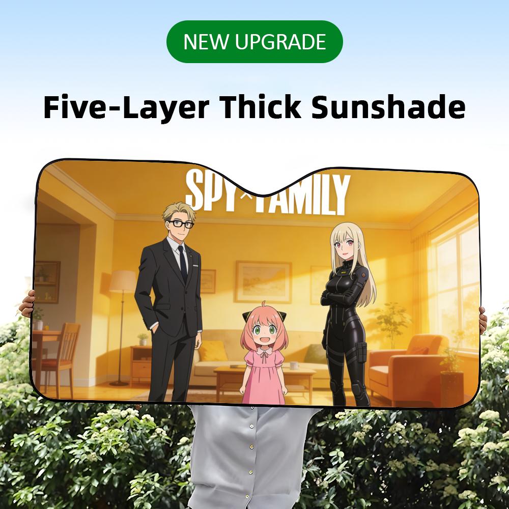 Anime S-Spy X Family Sun Visor Car Windshield Sun Shade Front Window Sunshade UV Block Heat Insulation Cover Parasol