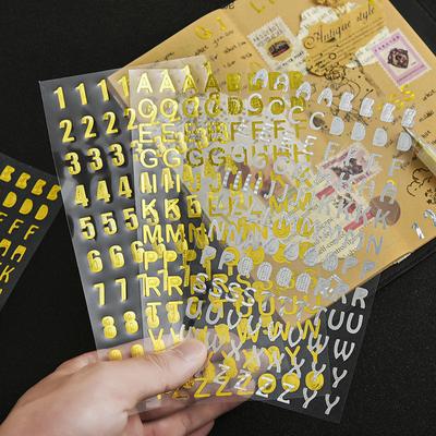 Stereoscopic Alphabet Letter Numbers Gilded Sticker Silver/Gold Decorative for DIY Bronzing English Alphanumeric Stickers