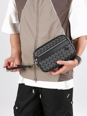 Men's Versatile Fashion Crossbody Clutch Bag - Large Capacity & Casual Texture Print