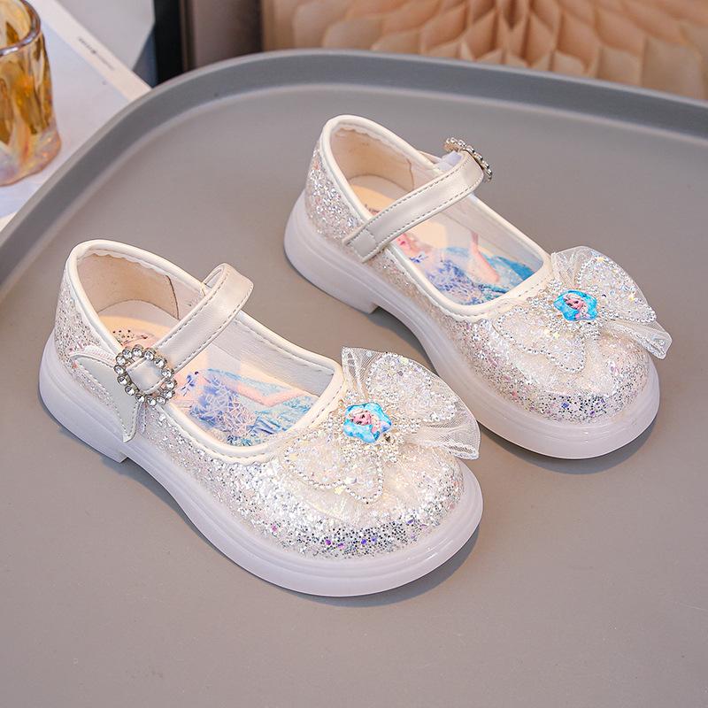 Girls Princess Shoes Spring and Autumn Soft Sole Women's Treasure Small Leather Shoes Sequins Foreign Style Girls Single Shoes Dance Performance Ch