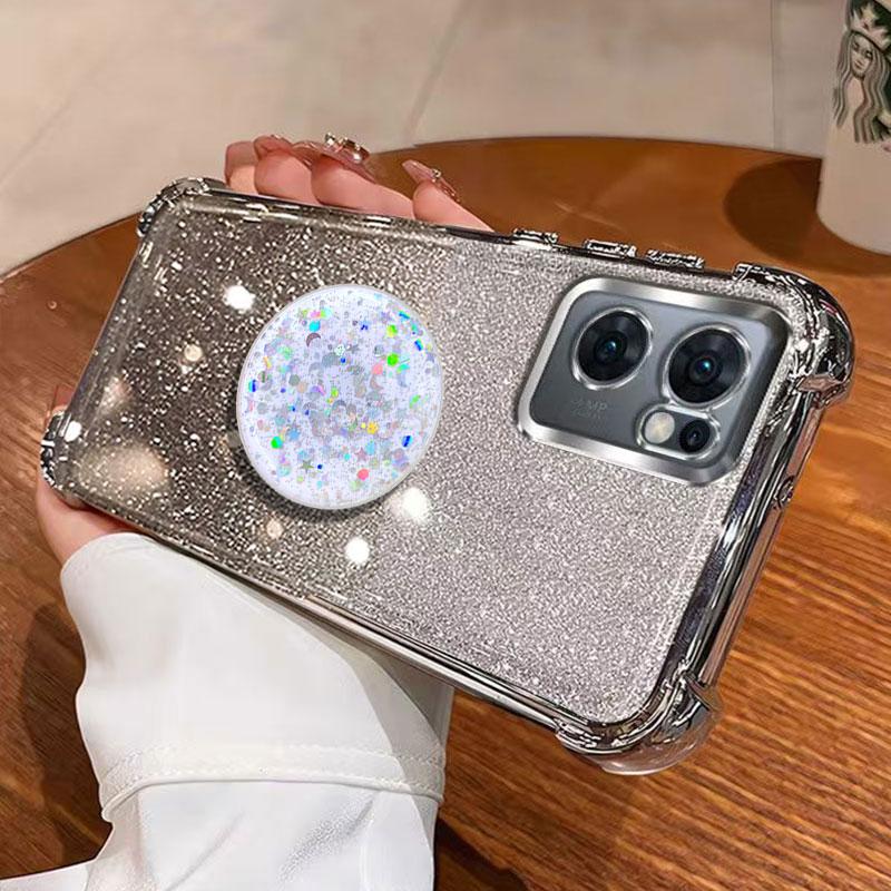 Luxury Shockproof Glitter Holder For Silicone Ring Reno13F Case For OPPO Reno13 F pro Reno7 Z Lite With Holder Stand Cover