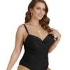 Dámské evropské a americké jednodílné plus size bikiny: Kostým s kosticemi, Jednobarevný, Dvojitá ramínka, Zeštíhlující střih.