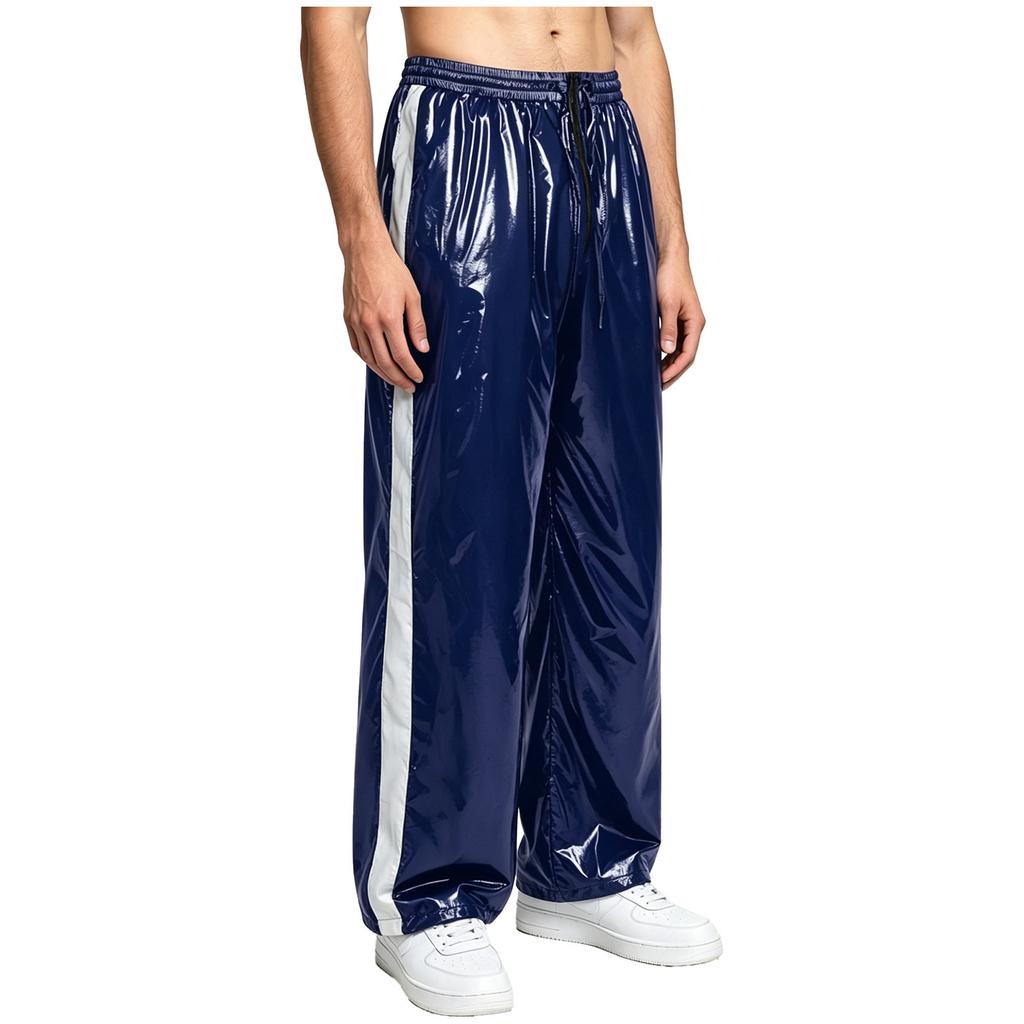 Men‘s Athletic Waterproof Pants S-3XL with Zipper Fly and Reflective Stripes Elastic Waist Straight Leg for Outdoor Sports