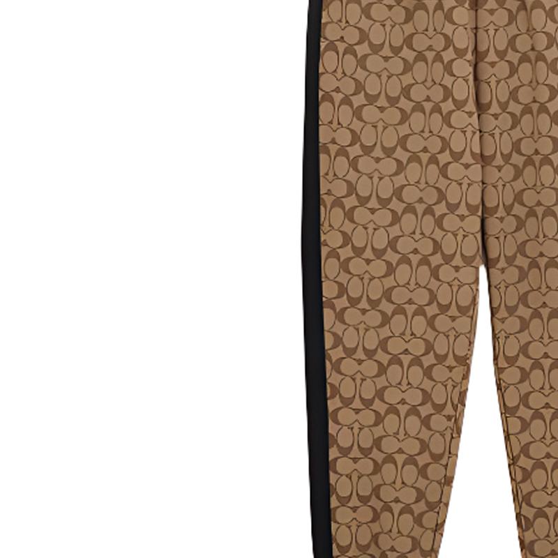 Coach Ss24 Pattern Print Drawstring Mid Waist Casual Pants Men pants Khaki CP828-OFZ