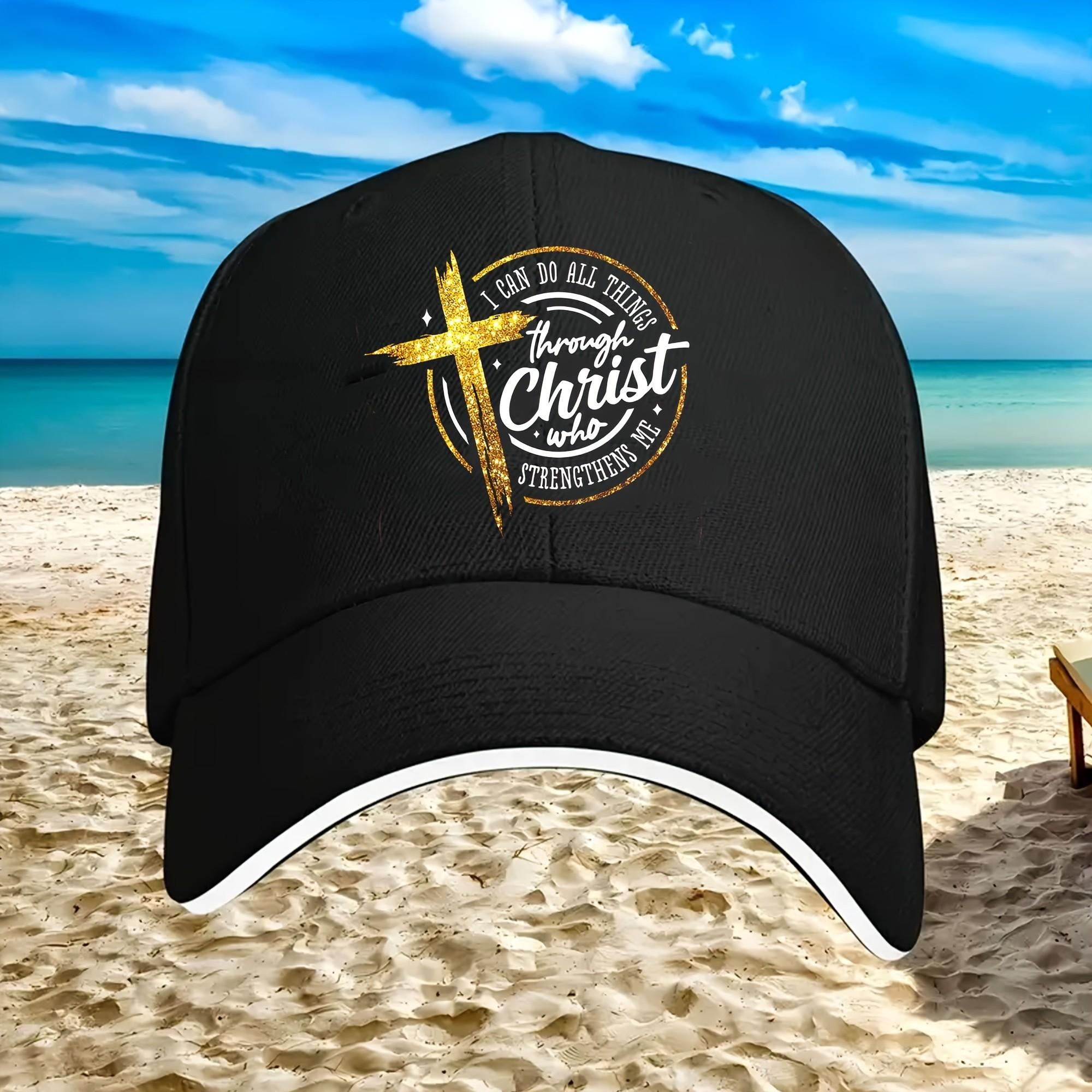 I Can Do All Things Through Christ Baseball Cap Adjustable Black Polyester Christian Gift One Size чёрный