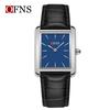 OFNS Women's Waterproof Stainless Steel and Leather Strap Square Fashion Quartz Watch
