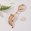 Keychain Pendant Sparkling Rhinestones Inlaid Dolphin Design Key Holder with Lobster Clasp Lightweight Car Bag Accessory