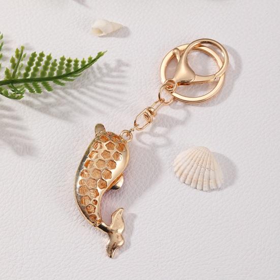 Keychain Pendant Sparkling Rhinestones Inlaid Dolphin Design Key Holder with Lobster Clasp Lightweight Car Bag Accessory